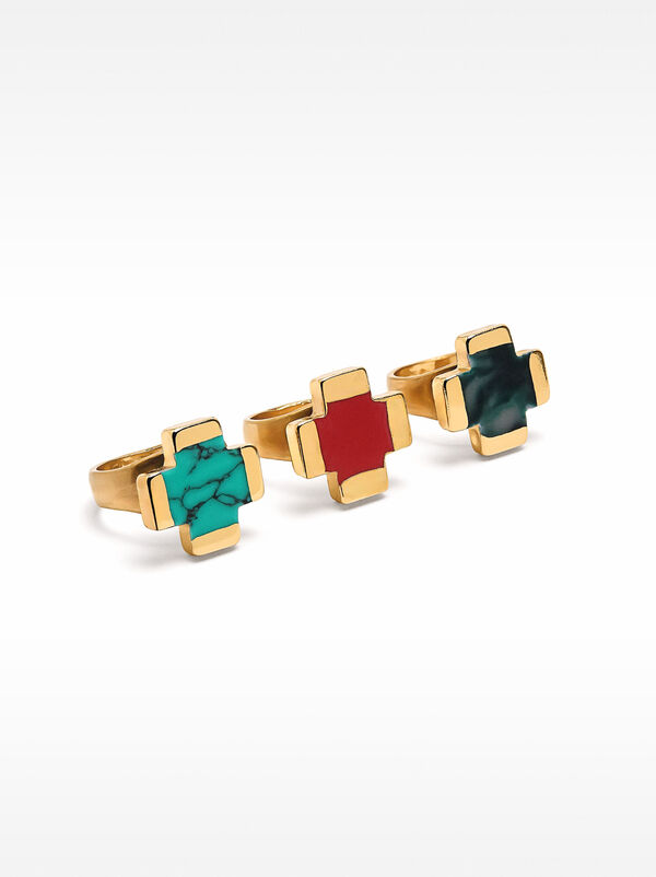 Set of cross rings with stones