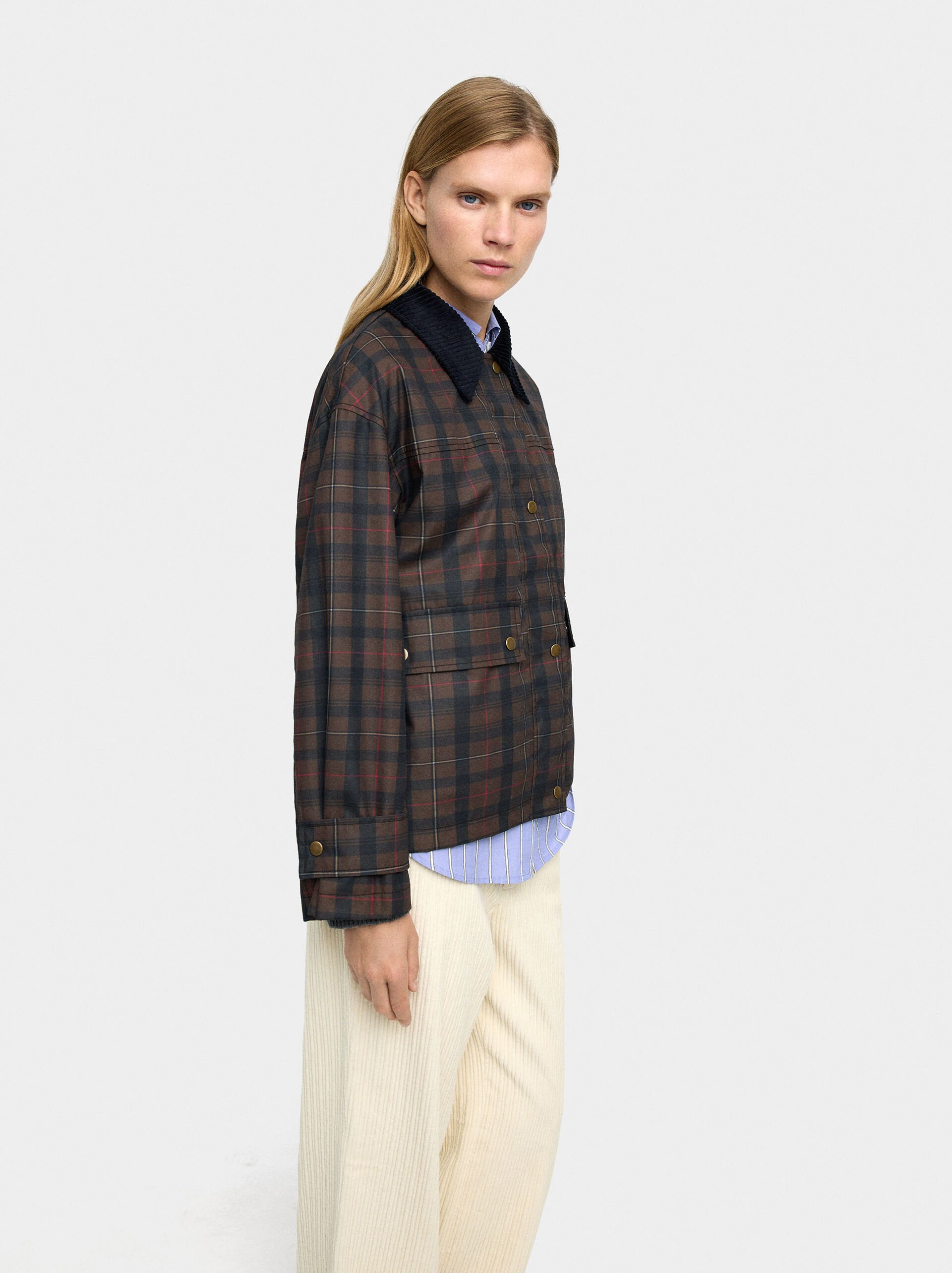 Jacket with squares and contrast collar image number 2.0