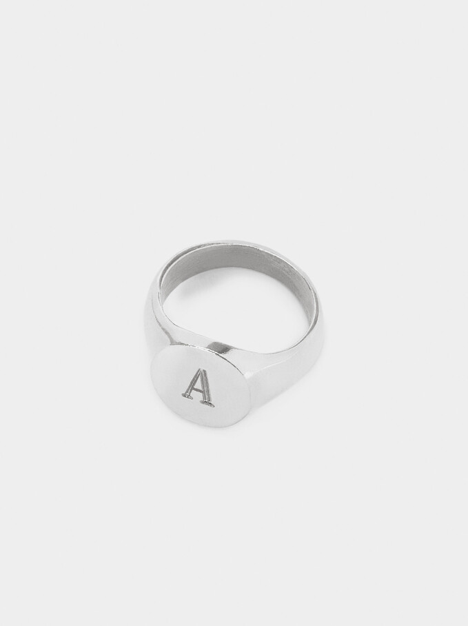 Pinky Finger Signet Ring Size M, Silver, hi-res