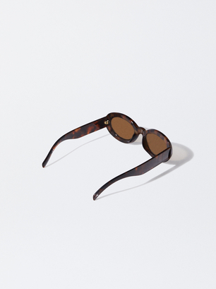 Gafas De Sol Ovaladas, Marrón, hi-res