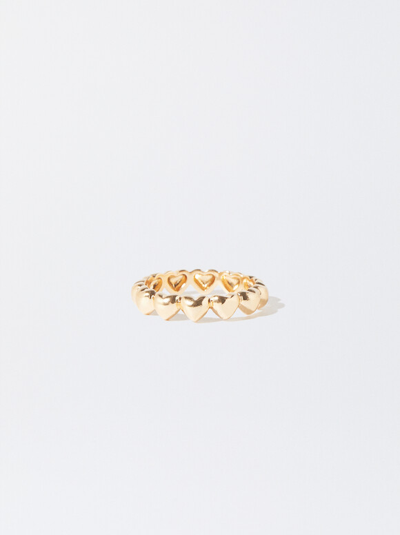 Ring With Hearts, Golden, hi-res
