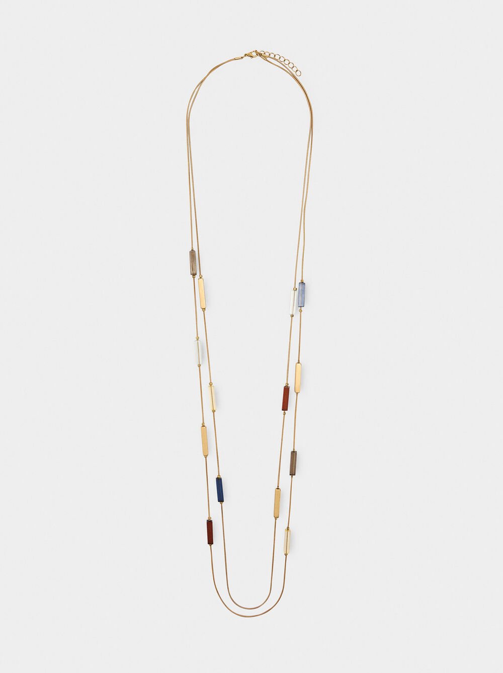 Collier long double multicolore