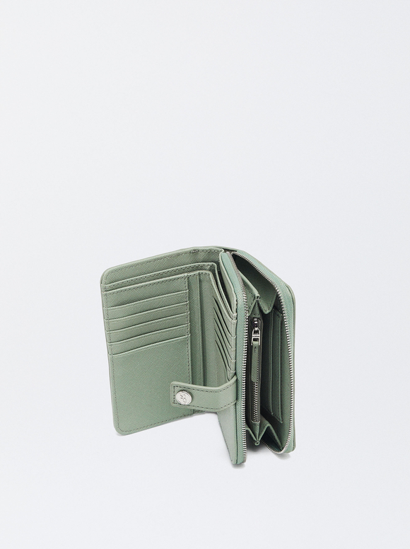 Plain Medium Card Holder, Green, hi-res