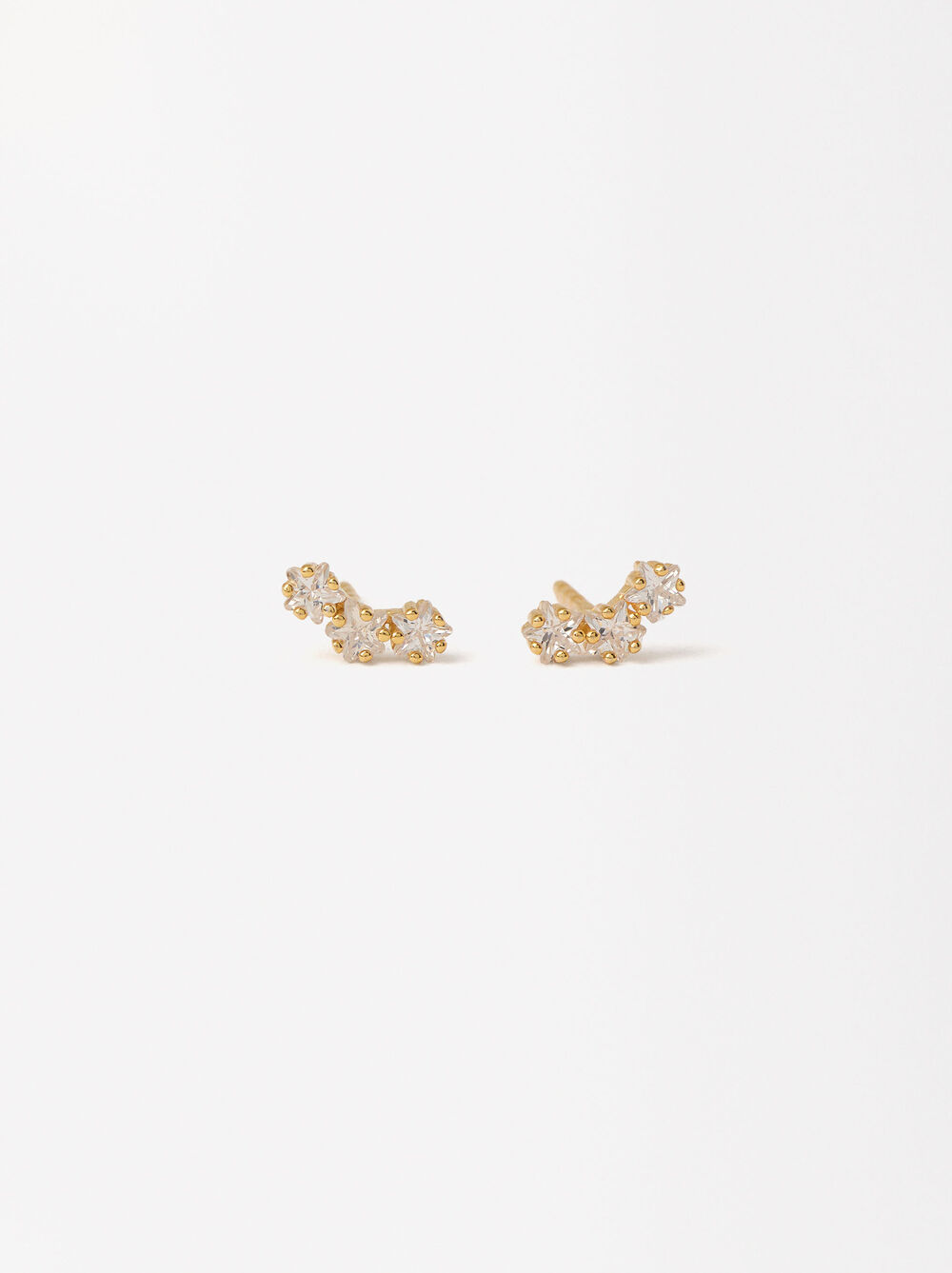 Earrings With Set Cubic Zirconia - 925 Sterling Silver
