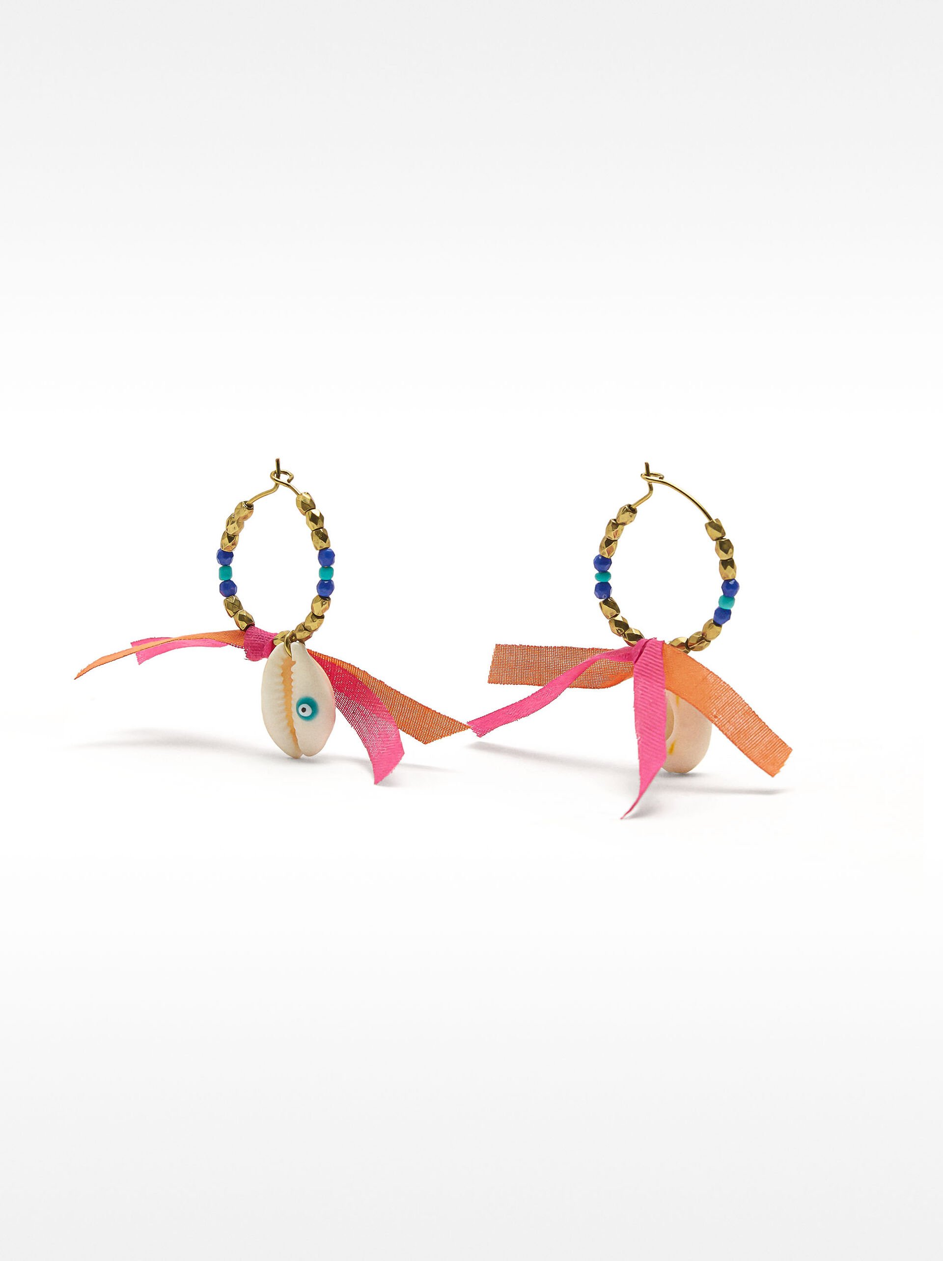 Hoop earrings with shells and bows image number 0.0