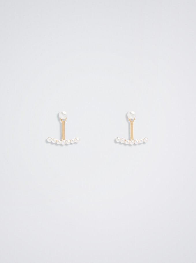 Small Earrings With Pearls, Beige, hi-res