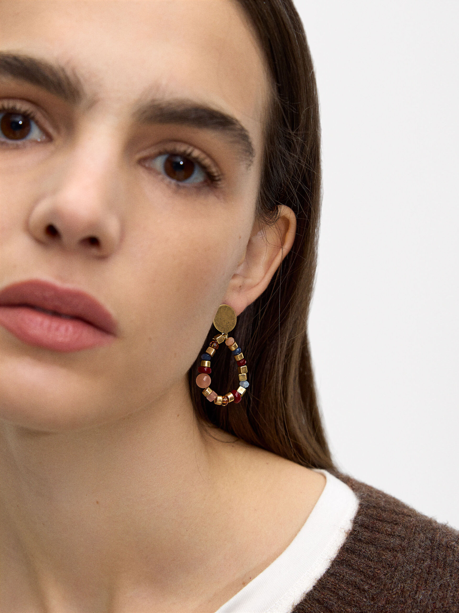 Boucles d'oreilles en perles multicolores image number 1.0