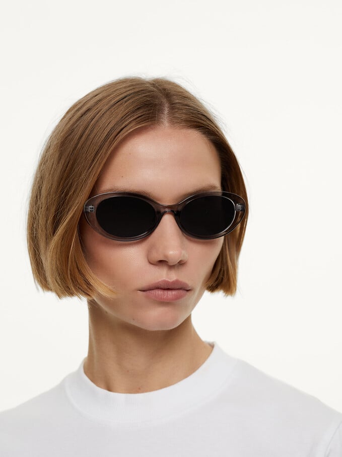 Oval Sunglasses, Grey, hi-res