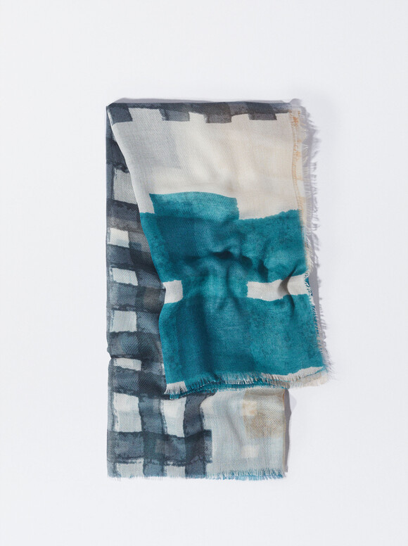 Printed Scarf, Multicolor, hi-res