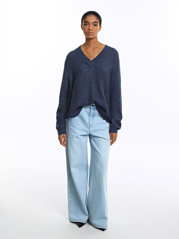 Knit Sweater With Wool, Blue, hi-res