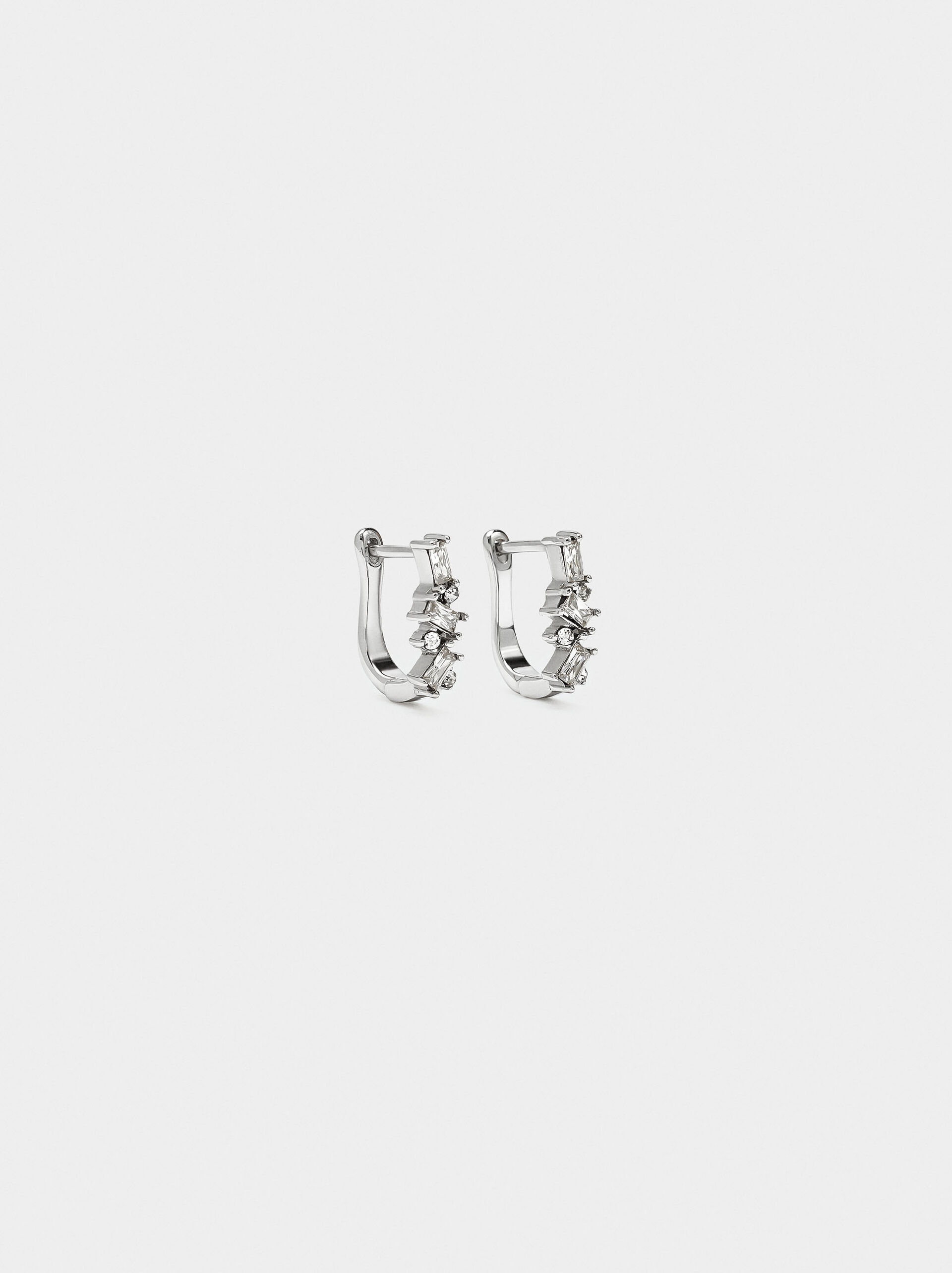 Hoop earrings with crystals - stainless steel image number 0.0
