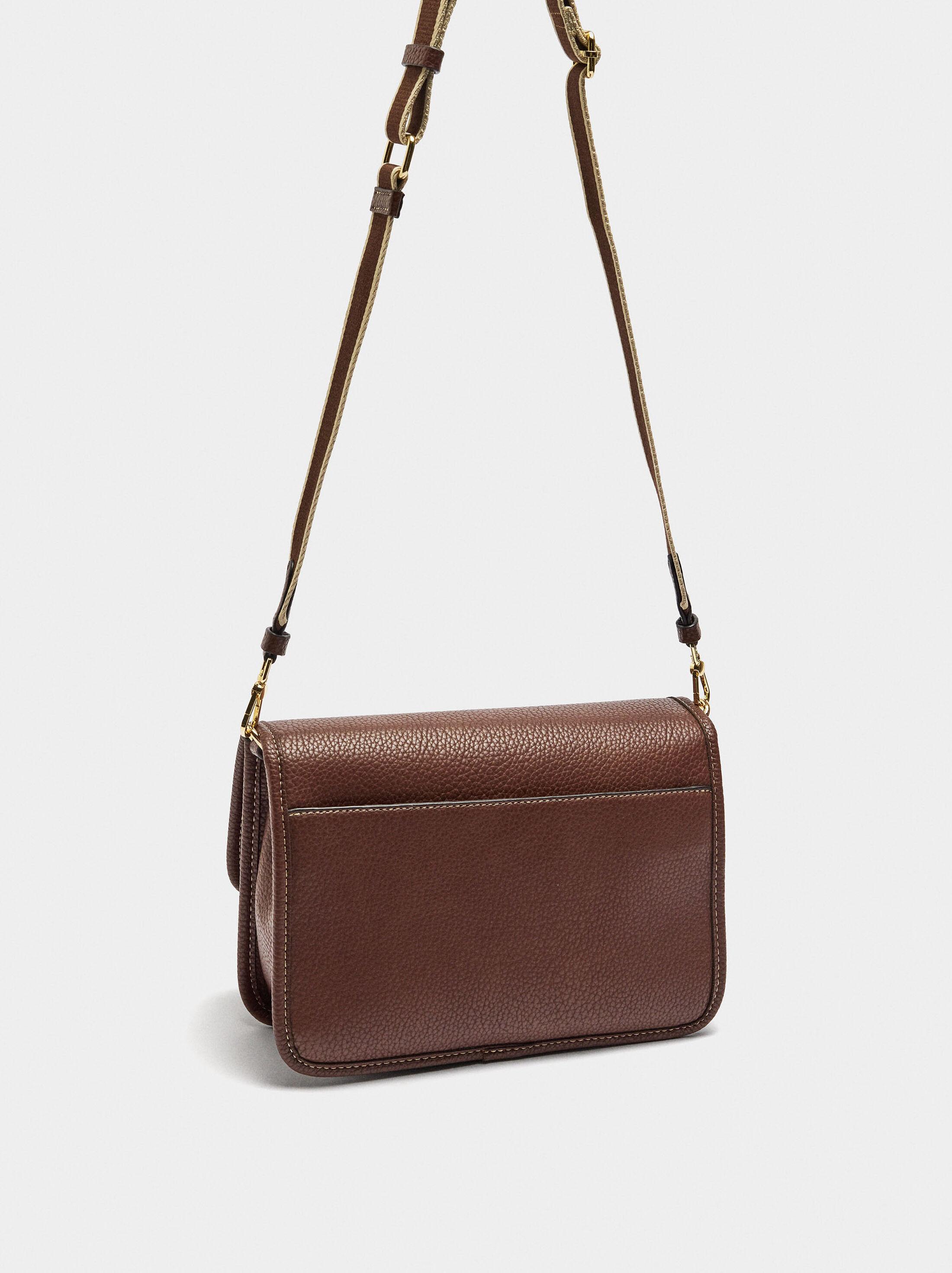 Crossbody bag with texture and flap image number 2.0