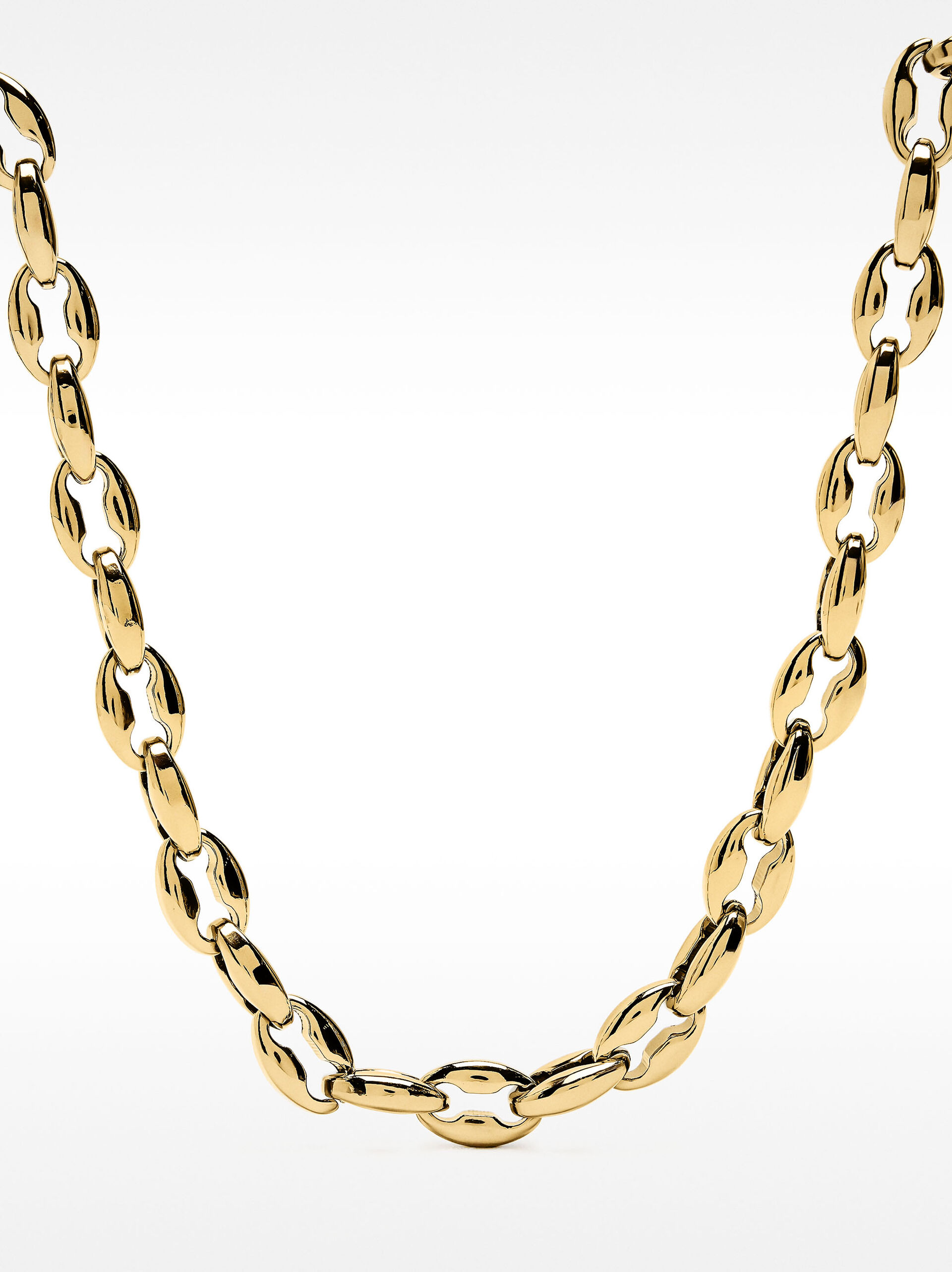 Short bicolor link necklace – stainless steel image number 1.0