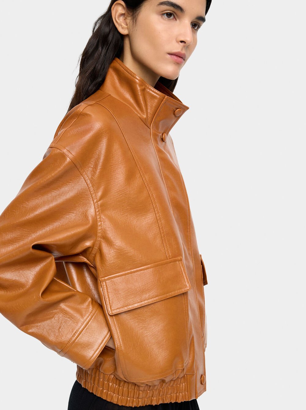 Leather-effect jacket with pockets