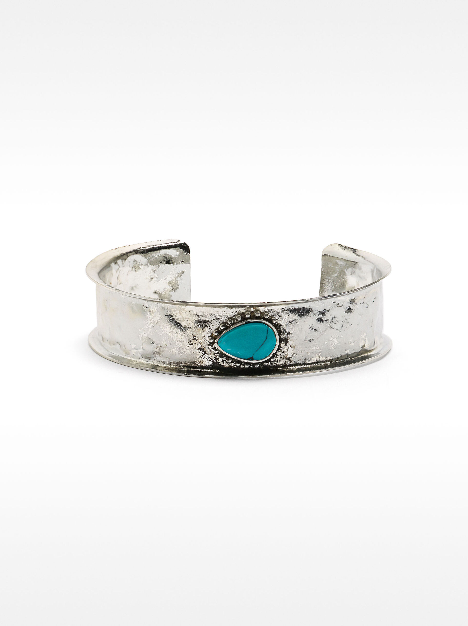 Open bracelet with oval stone image number 0.0