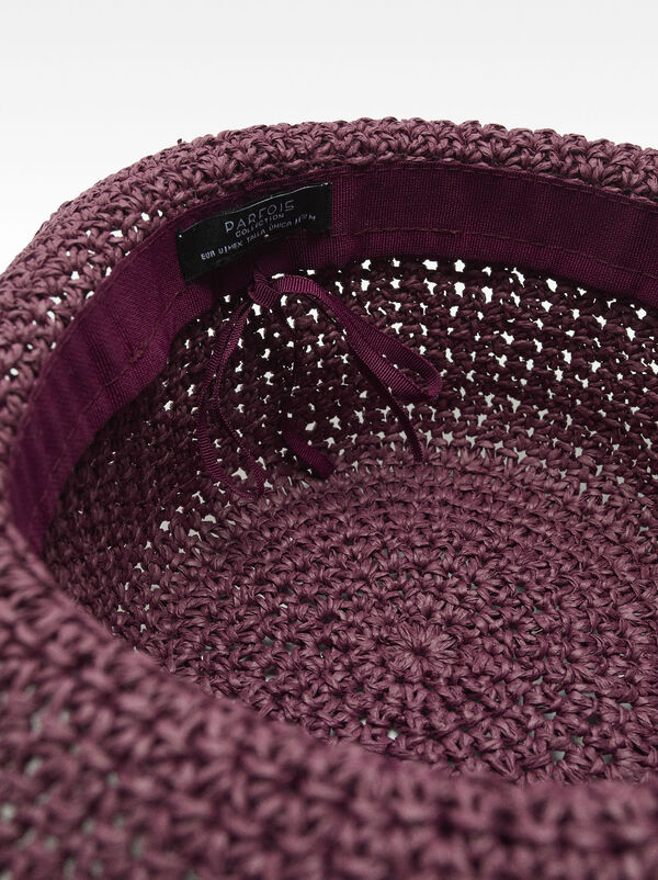 Printed bucket hat with straw effect