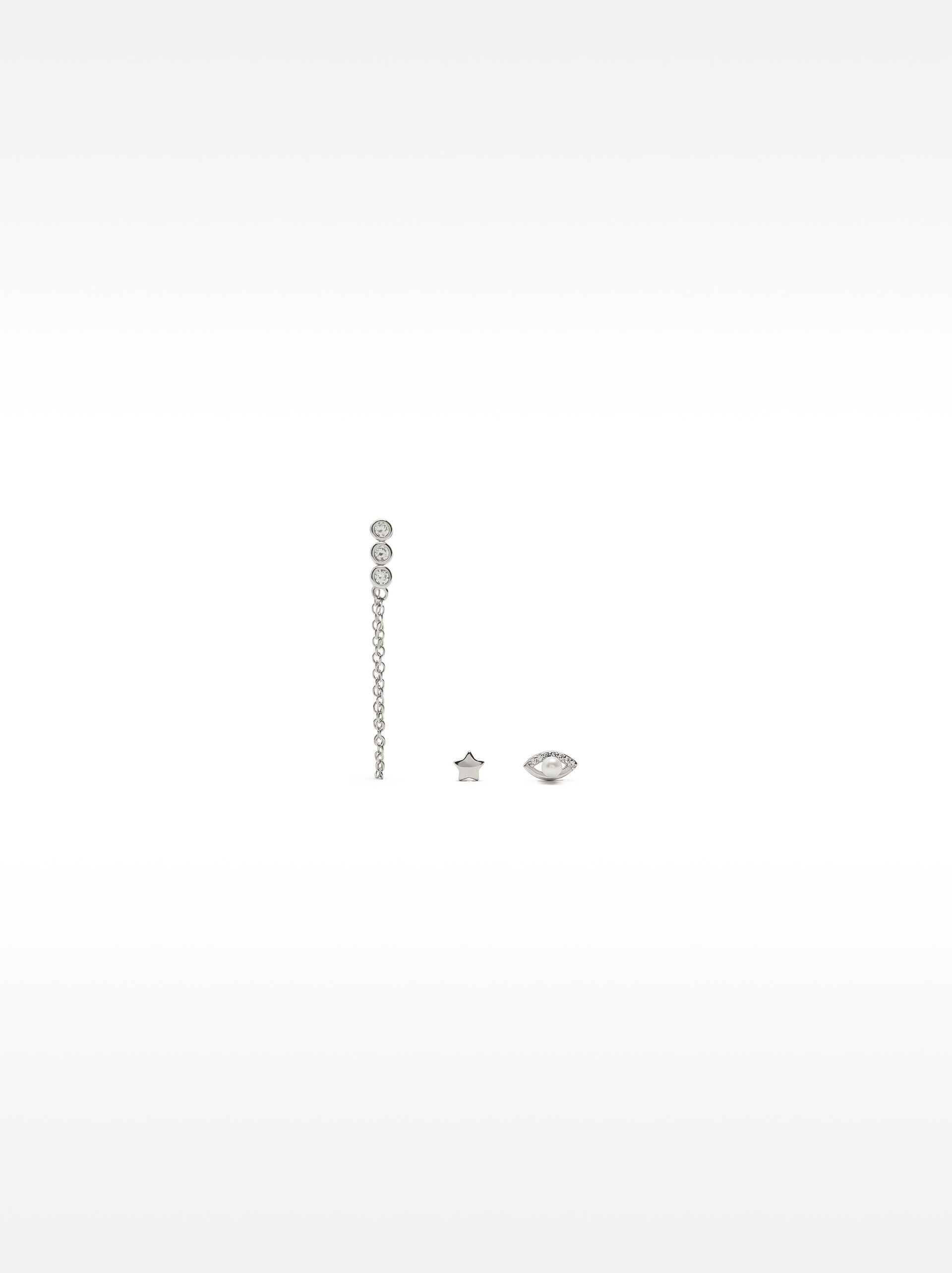 Set di orecchini con zirconi e perla d'acqua dolce - Argento sterling 925 image number 0.0