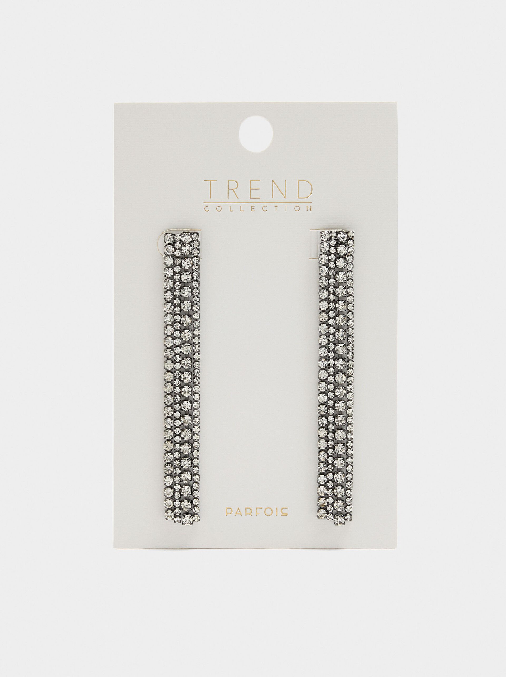 Long chain earrings with crystals image number 4.0