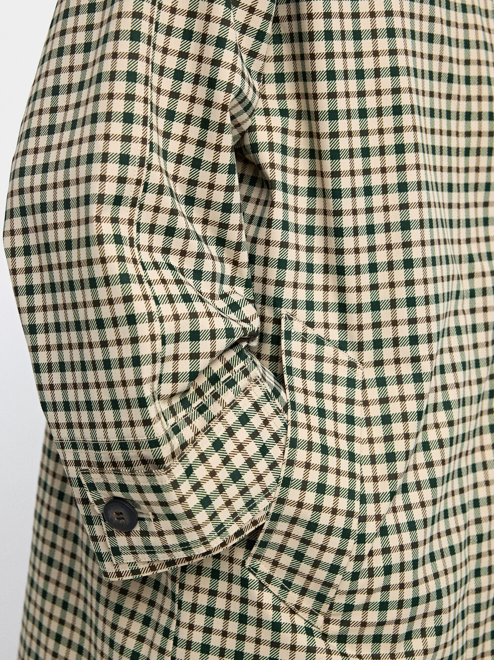 Parka with printed check pattern