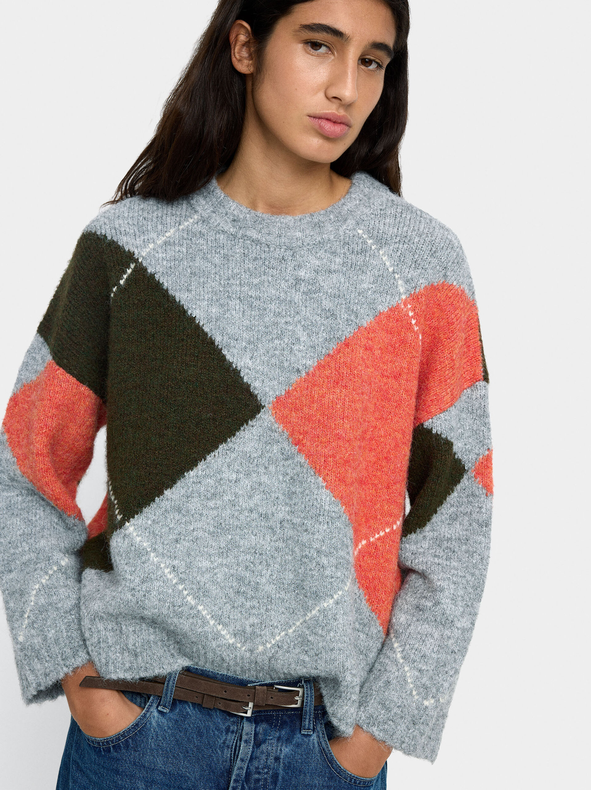 Sweater with jacquard knit image number 1.0
