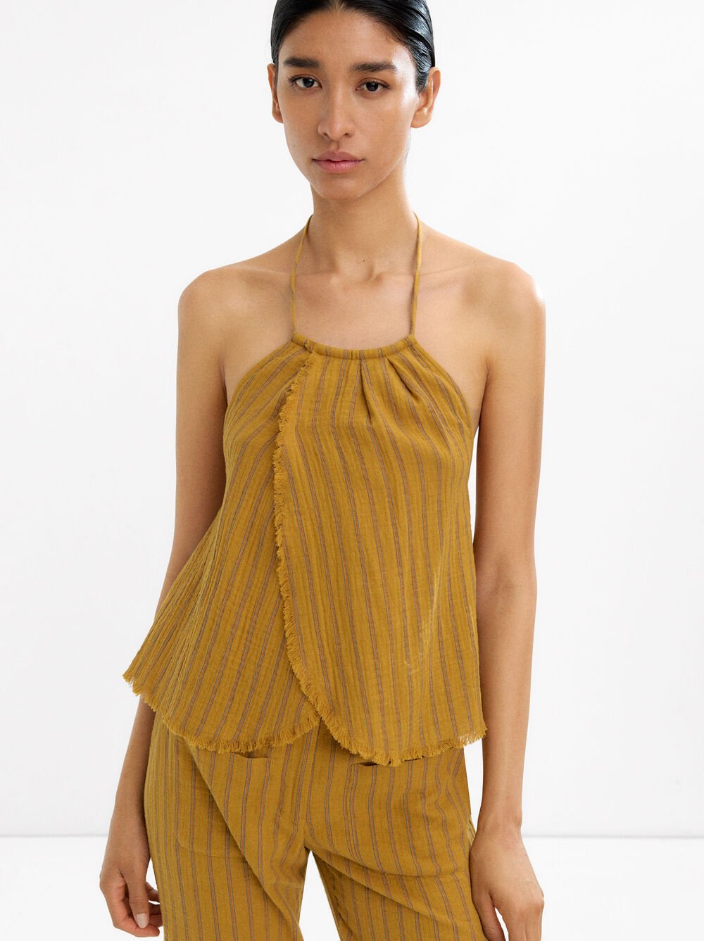 Halter top with stripes