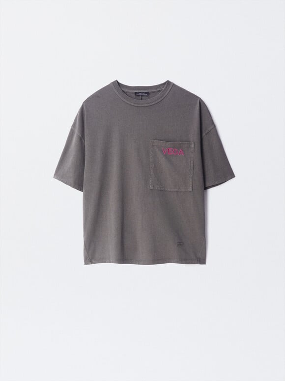 T-Shirt En Coton Personnalisable, Gris, hi-res