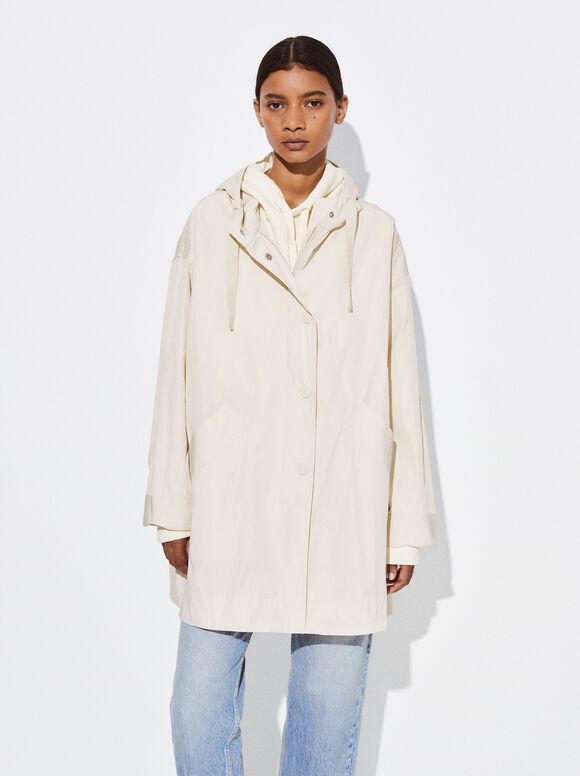 Online Exclusive - Parka With Pockets And Hood, Ecru, hi-res