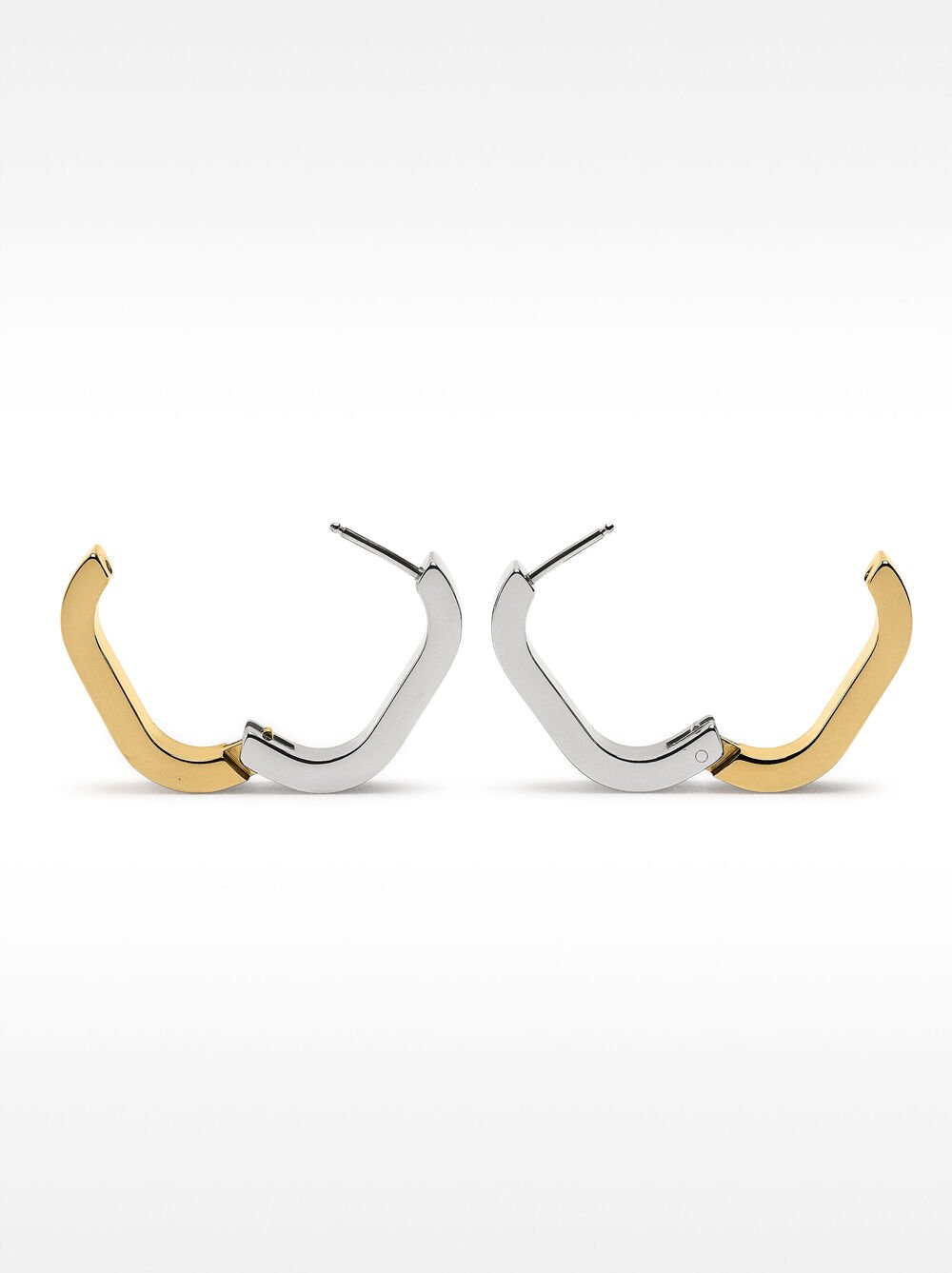 Elongated bicolor hoop earrings – stainless steel