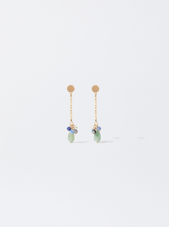 Long Earrings With Stones, Multicolor, hi-res