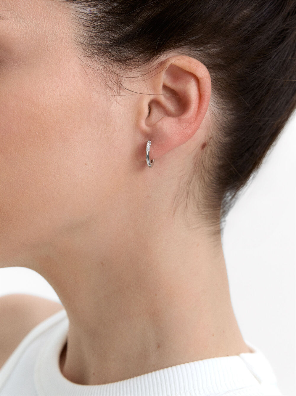 Hoop earrings with zirconia - 925 sterling silver