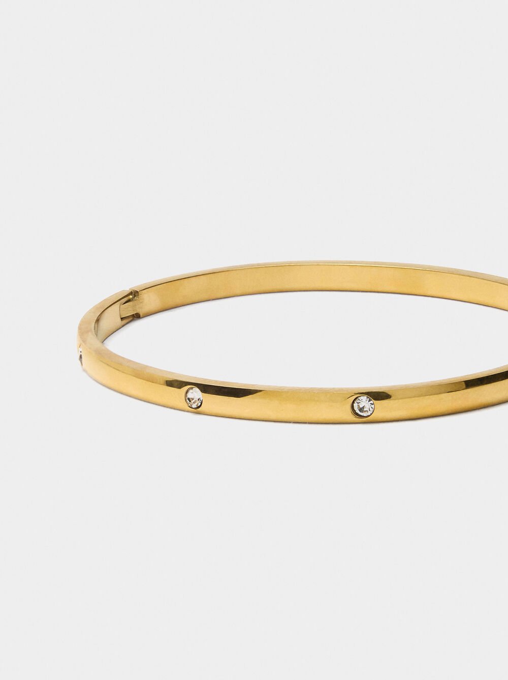 Rigid bracelet with crystals - stainless steel