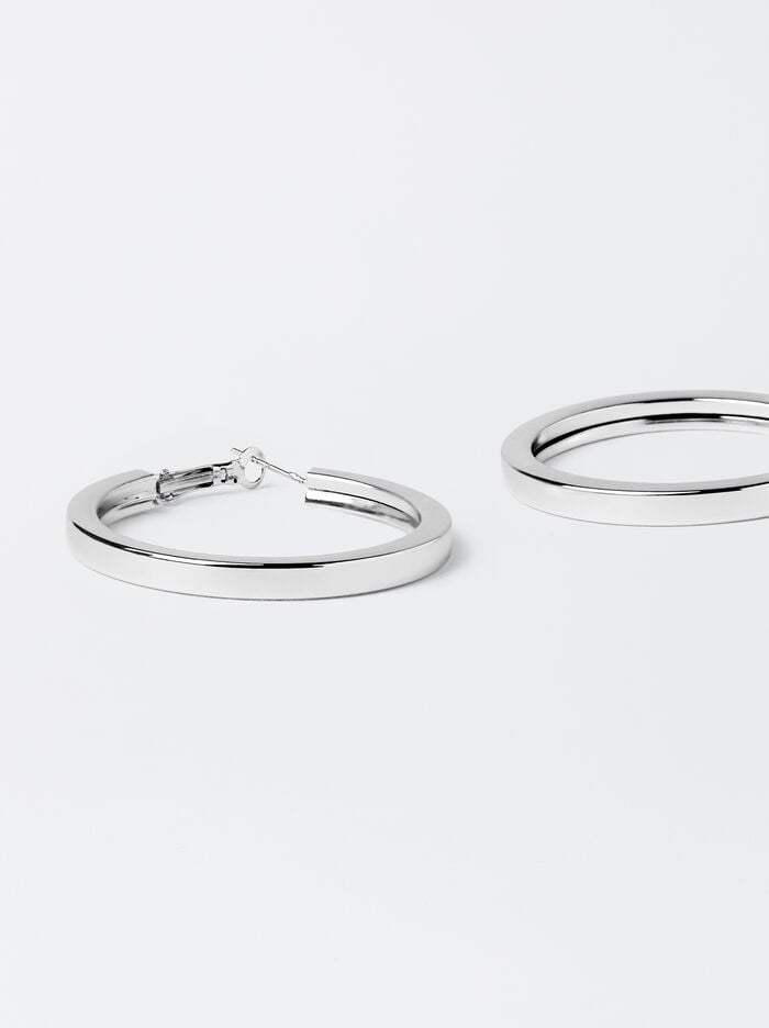 Medium Silver-Plated Hoop Earrings image number 1.0