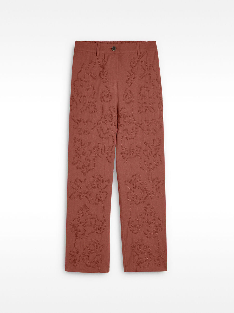100% cotton embroidered trousers