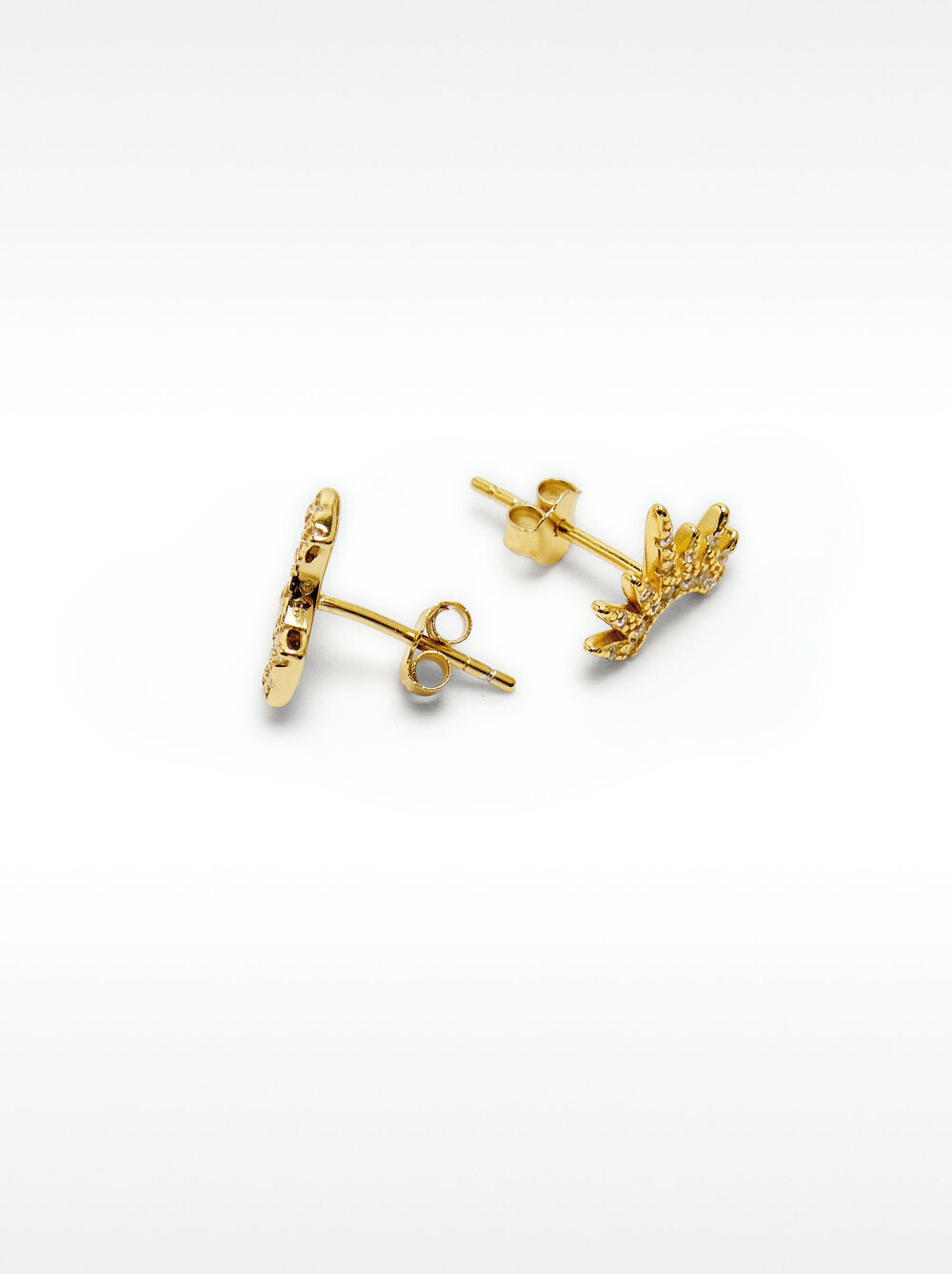 Crown earrings with zirconia - 925 sterling silver