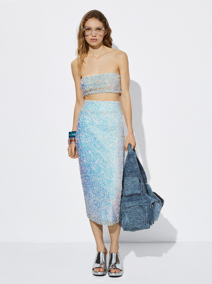 Midi Skirt With Sequins, Multicolor, hi-res