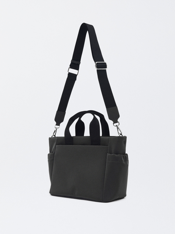 Tote Bag With Strap, Black, hi-res