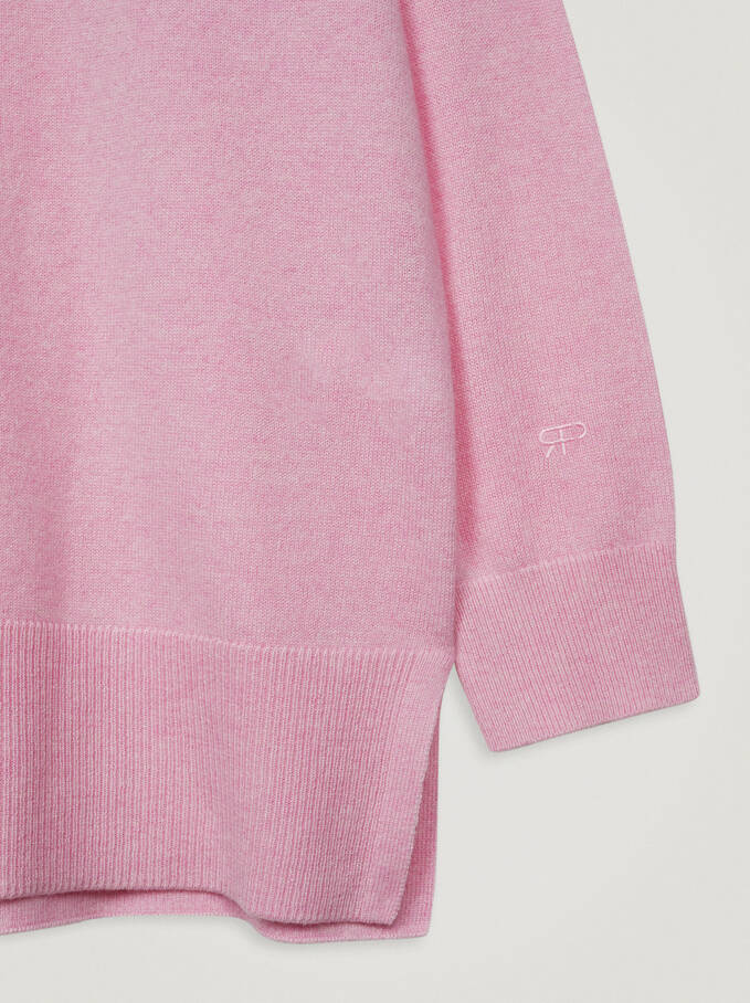 100% Cashmere Knitted Sweater, Pink, hi-res