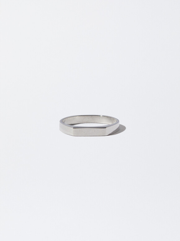 Golden Stainless Steel Ring, Silver, hi-res