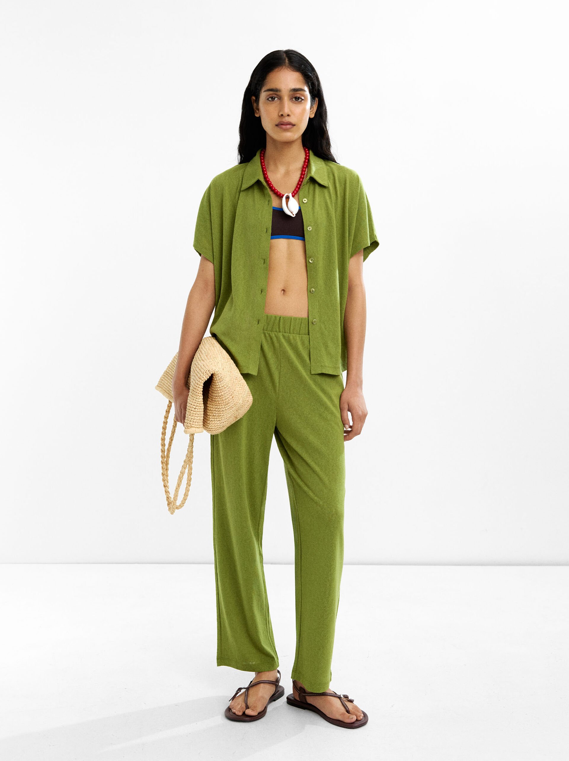 Cotton shirt with short-sleeve image number 4.0