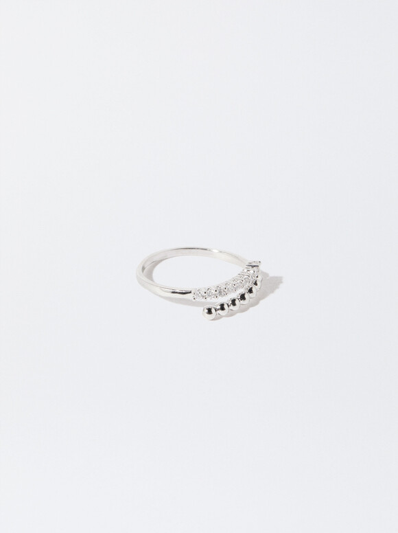Silver Ring With Zirconia, Silver, hi-res