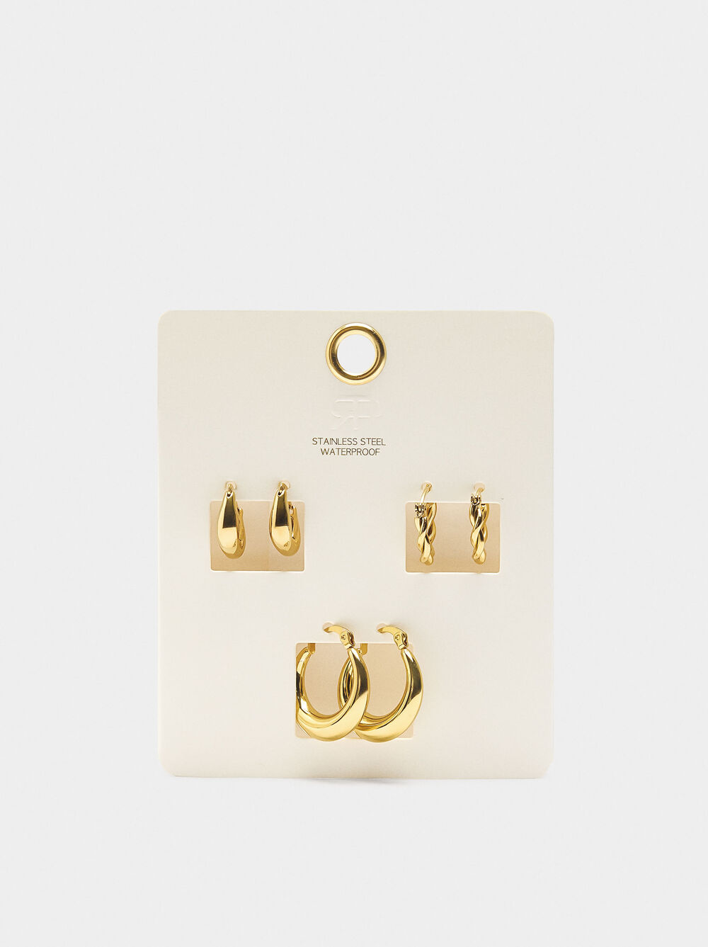 Set of golden hoop earrings - stainless steel