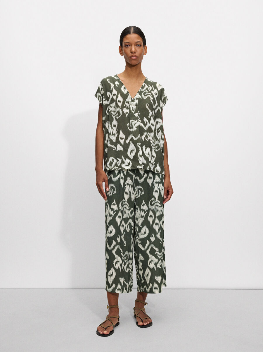 Printed pants with elastic waistband