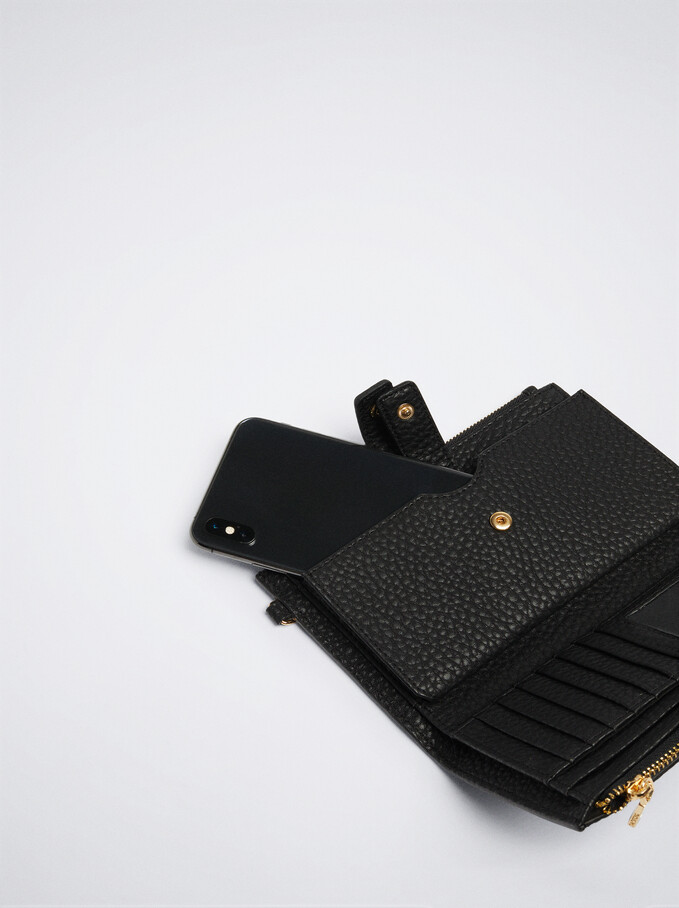 Cartera Alargada Con Asa De Mano, Negro, hi-res
