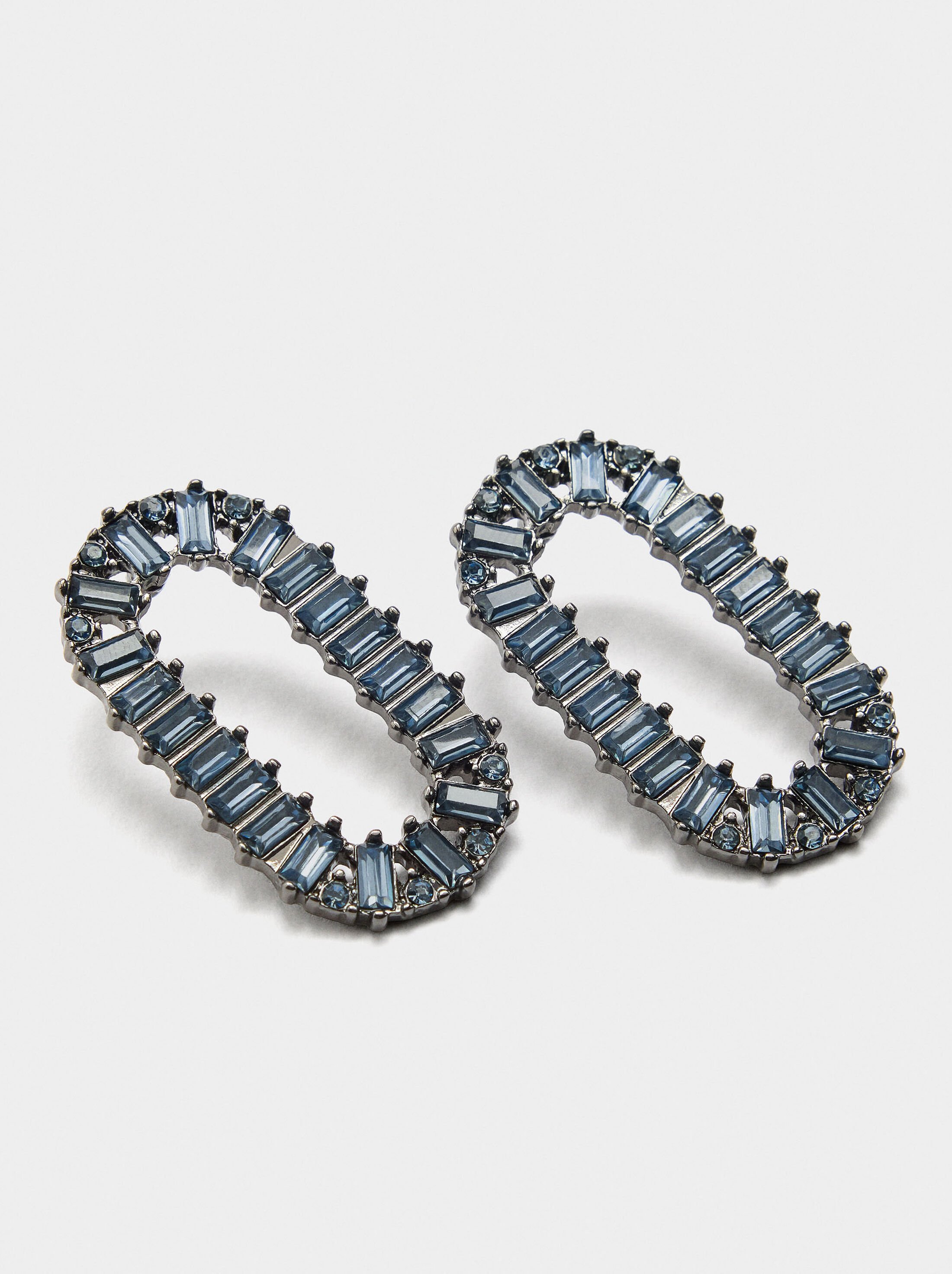 Oval earrings with crystals image number 2.0