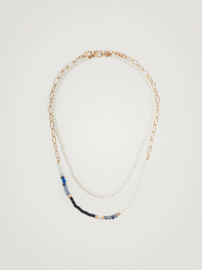 Set Of Necklaces With Stone, Blue, hi-res