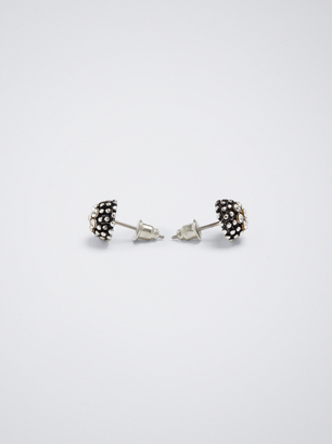 Silver Earrings With Sparkles, Silver, hi-res
