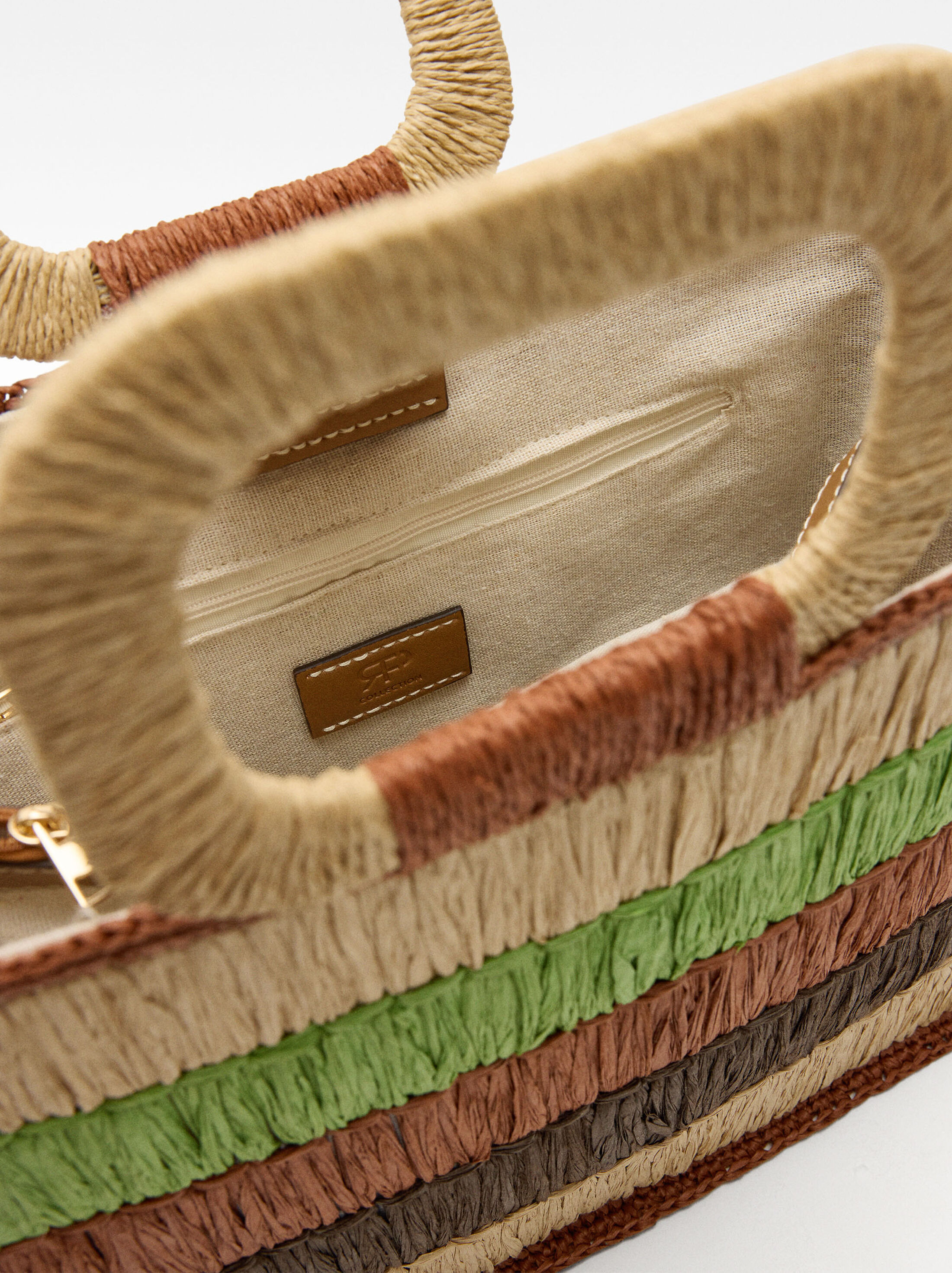 Multicolor shopper bag with straw effect image number 4.0