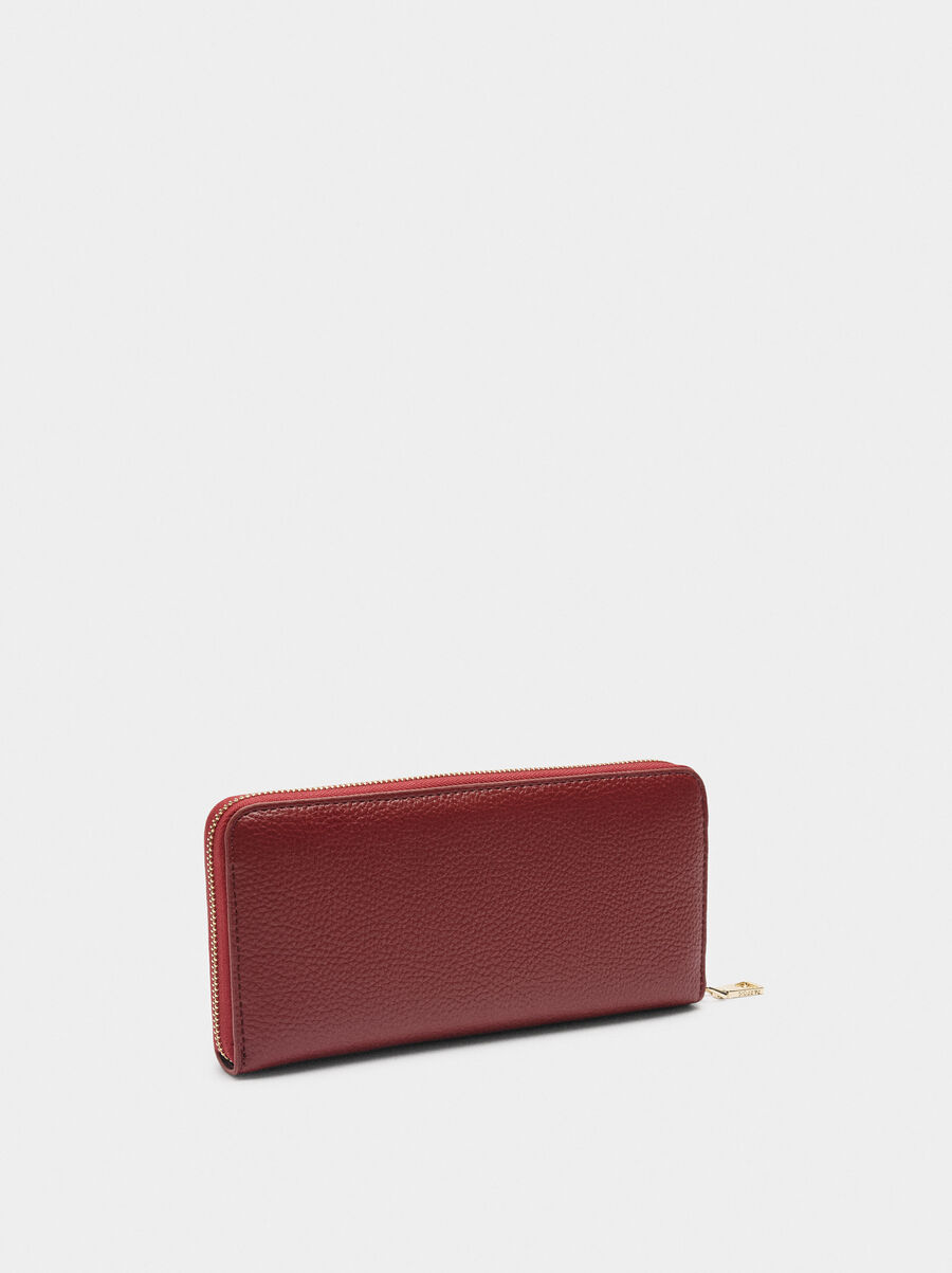 Wallet with texture and zipper closure L
