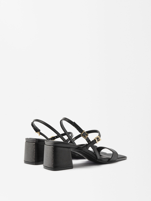 Strappy High-Heel Sandals, Black, hi-res