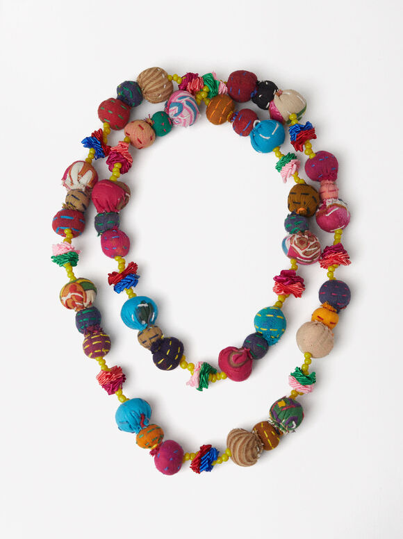 Multicolor Halskette Aus Recycelter Baumwolle - Limitierte Auflage, Mehrfarbig, hi-res